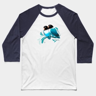 Blue Masked Lovebirds Baseball T-Shirt